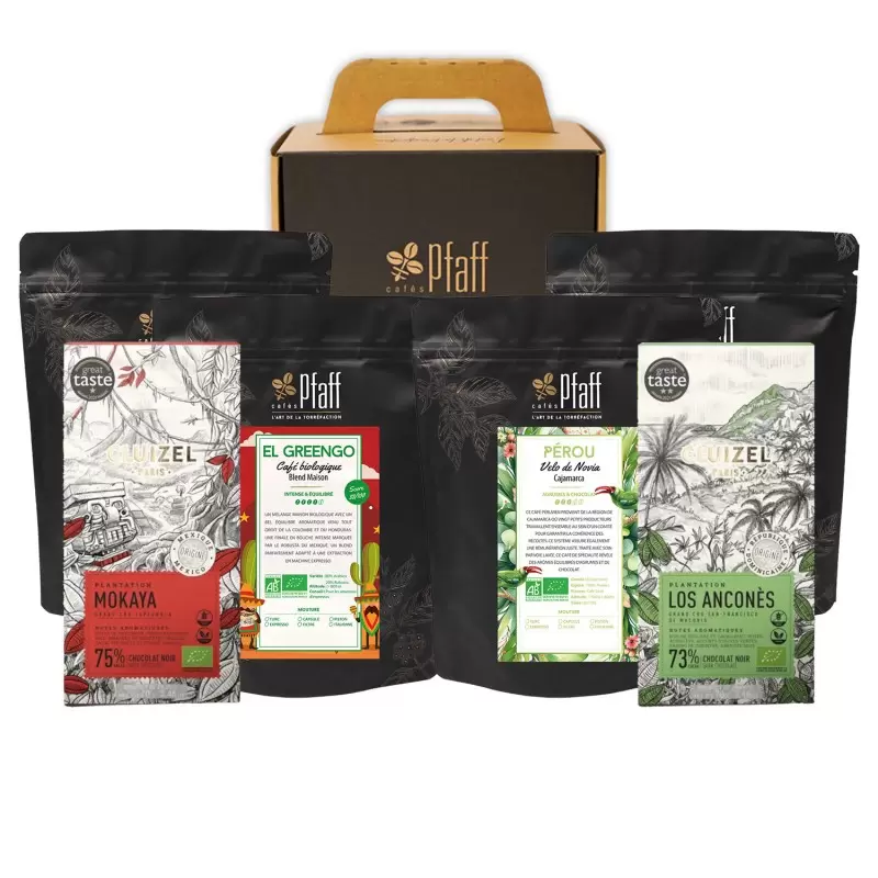 Coffret café : 1kg de cafés biologiques - 4x250gr | cafés en grain